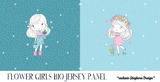 *Flower Girls Panel* Bio Jersey Panel *Katzen Serie* 