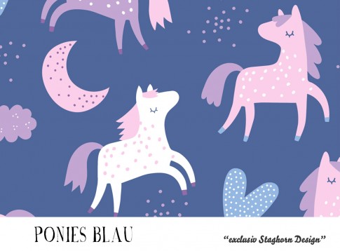 VORBESTELLUNG *Ponies Allover Blue* Bio Jersey *Pony Girls Serie Neu* Staghorn exklusiv Eigenprodukt