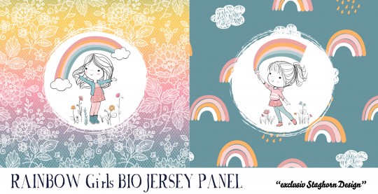 *Rainbow Girls Panel* Bio Jersey Panel *Pferde Girlies* 