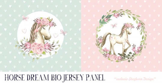 VORBESTELLUNG *Horse Dream Panel* Bio Jersey Panel *Horse Dream Serie Neu* "Staghorn exklusiv” Eigen