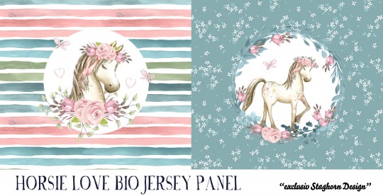 *Horsie Panel* Bio Jersey Panel *Pferde Girlies* "Staghorn exklusiv” Eigenproduktion