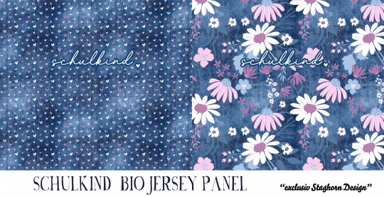 *Jeans Optik Schulkind Typo Panel* Bio Jersey Panel *Schulkind Serie* 