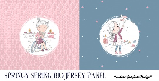 *Springy Spring Panel Rosa Bleu* Bio Jersey Panel *Springy Spring Serie* "Staghorn exklusiv” Eigenpr